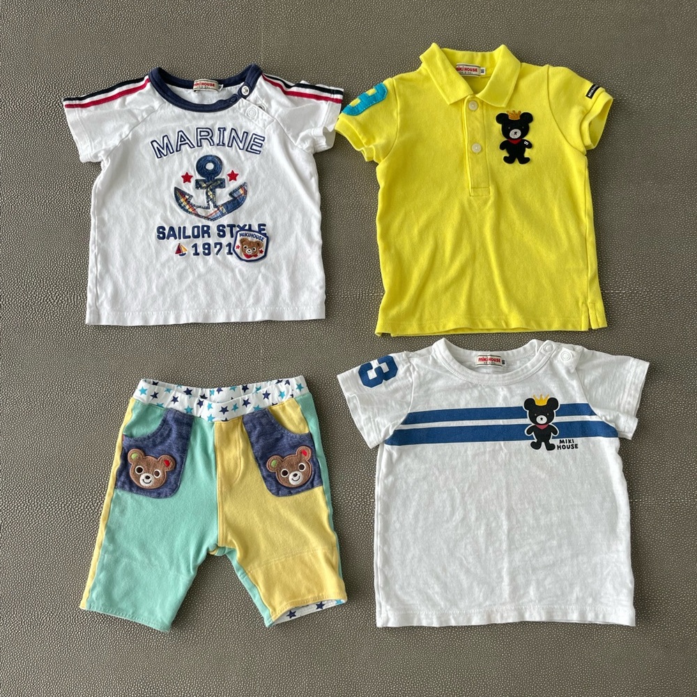 Miki House Baby Toddler T shirts and Shorts Bundle, Size 80